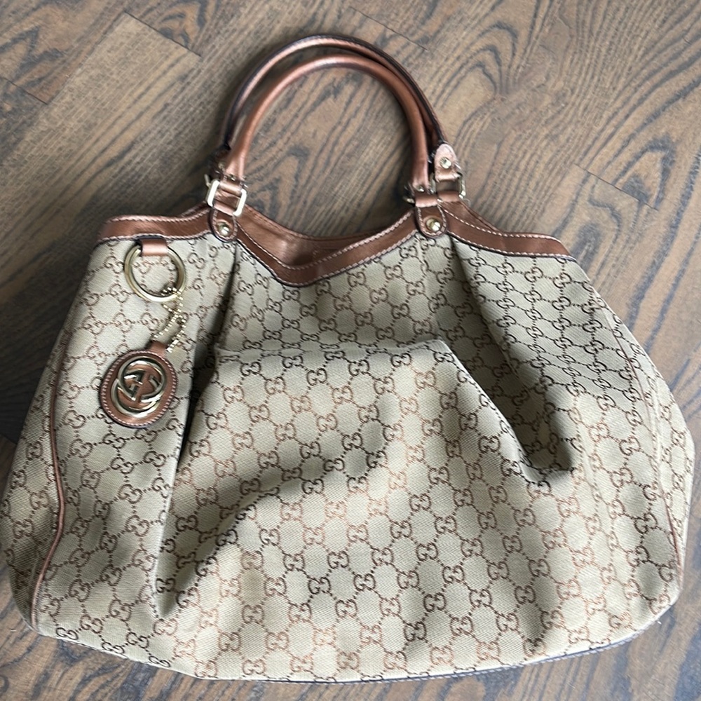 Gucci Sukey Tote GG Canvas Bronze